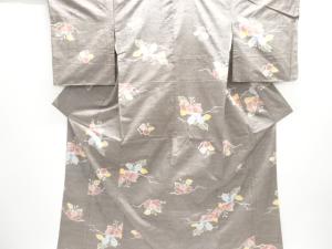 未使用品　花模様織出し手織り紬着物